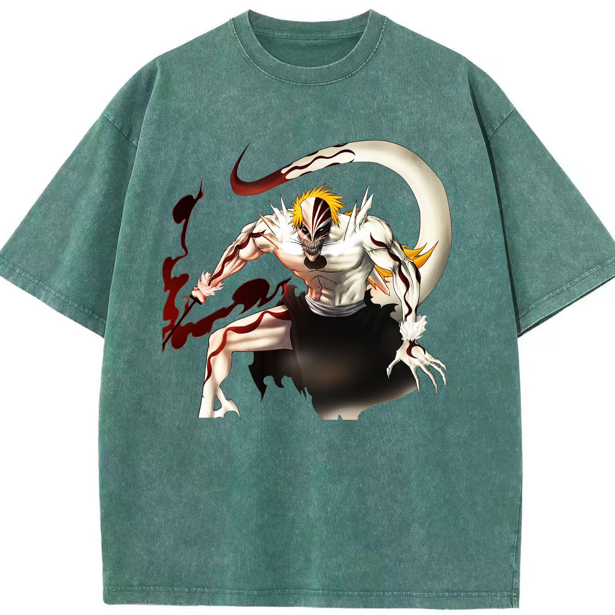 （画像用） ブリーチ 黒崎一護（くろさき いちご）BLEACH Kurosaki Ichigo 綿100% ヴィンテージ風 半袖Tシャツ（フロントプリント）